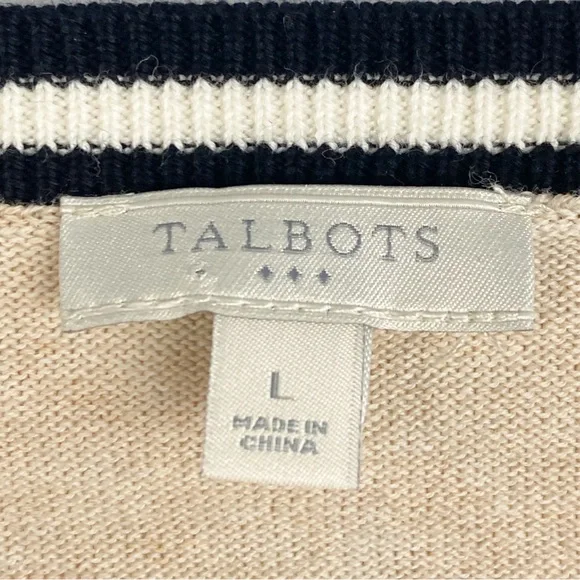 Talbots Womens 100% Cotton Fox Novelty Sweater L Tan Preppy Twee Crewneck - Picture 7 of 8